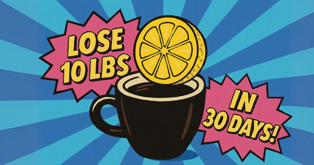 7 second coffee with lemon and ‘Lose 10 lbs in 30 Days!’ weight loss claim