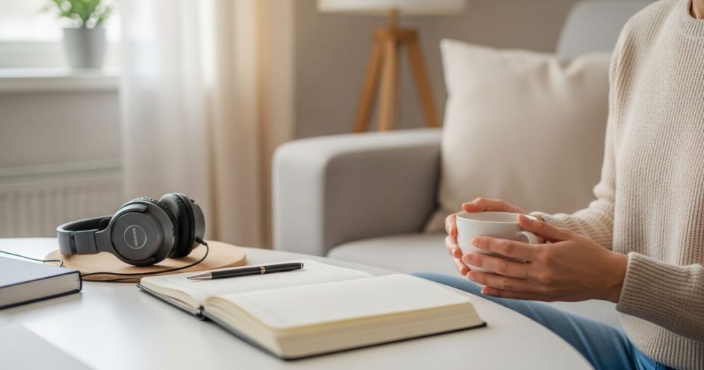 Daily brainwave entrainment as part of a consistent, calming routine